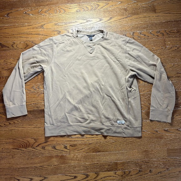 Eddie Bauer Pullover Sweater Mens XL Tan Crewneck Fleece Lined Casual Fall 2022 - Picture 1 of 14